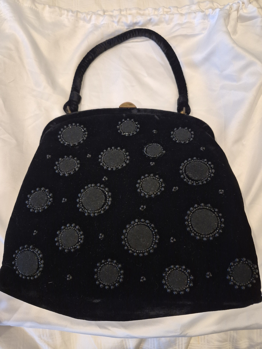 Souré Bags New York Classic Black Beaded Velvet Handbag